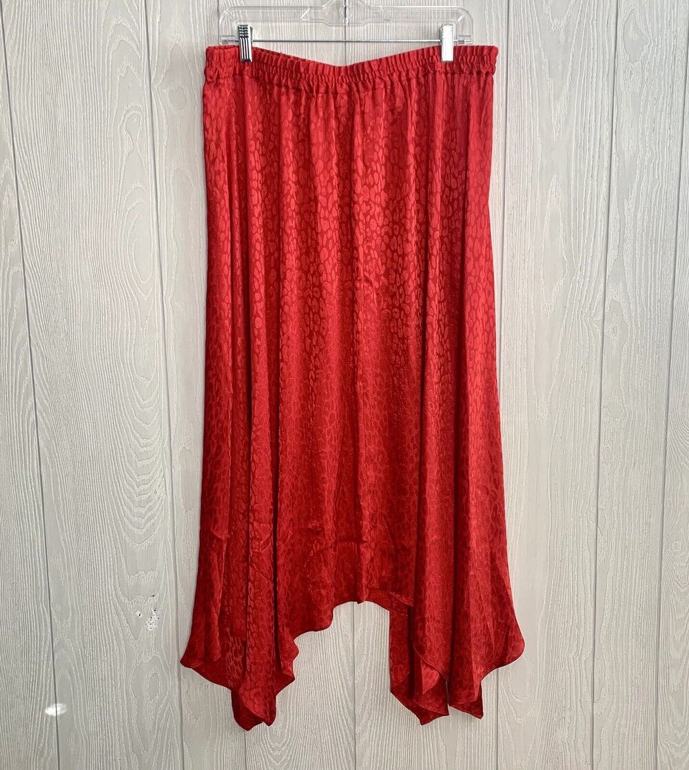 Michael Michael Kors Red Animal Print Midi Skirt Size Large NWOT